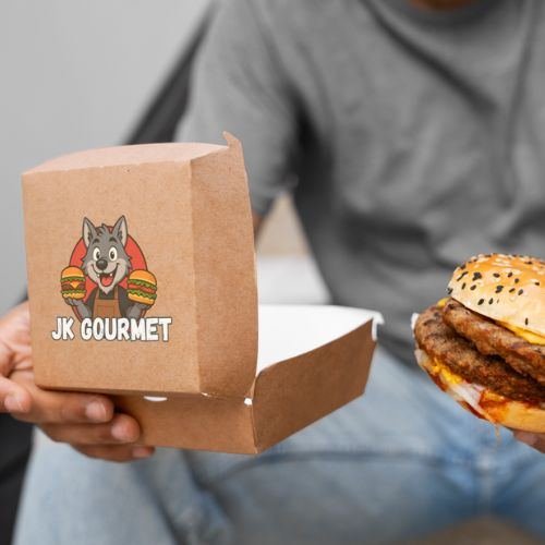 Lanche e embalagem da JK Lanches